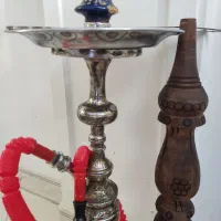 دوعددقلیان یکیش تنه برنجی و دیگری چوبی