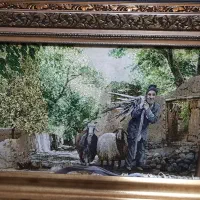 تابلوفرش دستبافت/تابلو فرش طرح کوچه باغ با چوپان
