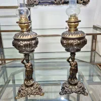 چراغ نفتی آنتیک جفت (دکوری کلاسیک و کلکسیونی)