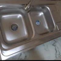 سینک با شیر نو روکار دو لگنه چپ نو با سینک باشیر