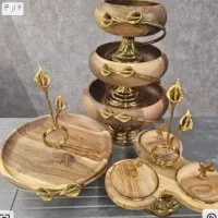 سرویس پذیرایی چوبی لیلیوم طلایی  وسینی چوبی طلایی