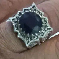 انگشتر نقره بی نظیر زیبا بارکاب خاص یاقوت کبود