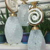 لوستر آویز سه شاخه طلایی سفید زیبا در حد نو