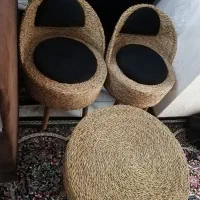 میز صندلی مخملی وحصیری