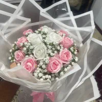 دسته گل شیک رز سفید و قرمز
