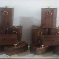 ست سطل و جادستمال چوبی دکوراتیو تولیدی