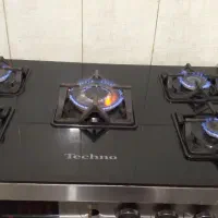 گاز صحفه شیشه ای بدنه استیل دارای تایمر فلش خور