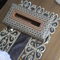 جادستمال کاغذی و بشفاب خاتم کاری تابلو دکوراتیو گل