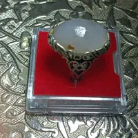 انگشتر نقره با سنگ عقیق شجر دست تراش