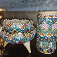 ظرف و گلدان مینا کاری شده