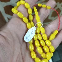 تسبیح کهربا زرد ترکیه تراش کپسولی 15.2