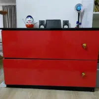 تخت و کشو لباس مشکی قرمز ، یک نفره