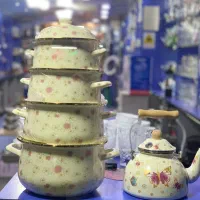 کریستال اکبری سرویس لعابی کتری لعابی