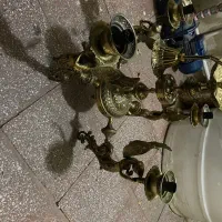 دوعدد لوستر برنز چهارشعله بالامپ ولاله