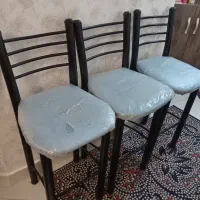 صندلی بلند پایه فلزی پارچه آبی