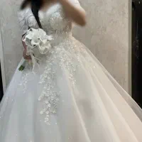 لباس عروس شاین دار تاج دستکش
