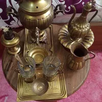 ست سماور زغالی یک لیتری (برنجی) تزئینی