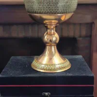 سنگاب مسی خاتم کاری شده و تابلو گل و مرغ