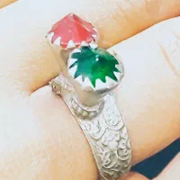 انگشتر زیر خاکی / نقره یاقوت زمرد