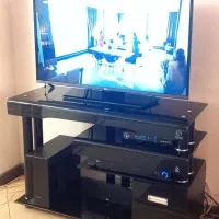 میز TV شیشه ای مشکی سه طبقه نشکن
