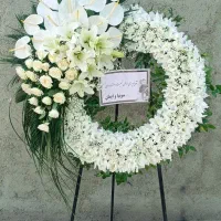 کد44 تاج گل حلقه ای ترحیم دسته پایه ختم گل بازاگل