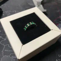 حلقه نقره نگین سبز