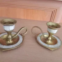 یک جفت شمعدان صدفی هندی