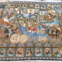 فرش سلاطین چله و گل  ابریشم  برجسته