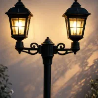 چراغ حیاطی پارکی دوشعله و روشنایی محوطه ویلایی