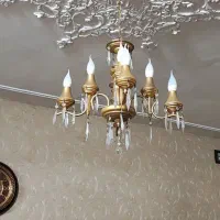 لوستر  طلایی ۴شاخه لامپ ۸عددی