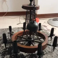 لوستر چوبی فلزی کلاسیک ۸ شعله و ۴ شعله در حد نو
