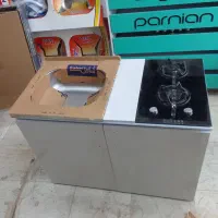 سینک و کابینت گالوانیزه با سینک ۵۰ در ۵۰ با گاز