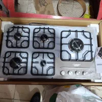 اجاق گاز صفحه ای استیل و شیشه نگین الماس