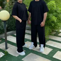 ست تیشرت و شلوار بگ پارچه چینی خارجی با کیفیت