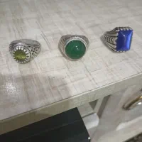 انگشتر نقره عقیق زمرد یاقوت دست ساز