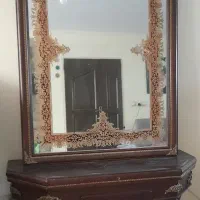 آینه و کنسول کلاسیک سلطنتی چوبی با تزئینات طلایی