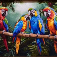تابلوفرش دستبافت/تابلو فرش طرح باغ طوطی طبیعی