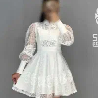 لباس سفید دانتل عروسکی سایز مدیوم