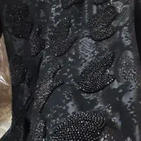 کت زنانه مانتو فول جواهر دوزی سنگ مشکی محرم صفر
