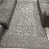فرش ۶ متری طوسی رنگ گل برجسته