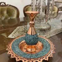 گلدان و بشقاب مسی و فیروزه کوبی