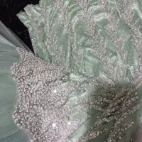 لباس محلی نو مروارید دوزی زنگ مشکی و سبز تیفانی