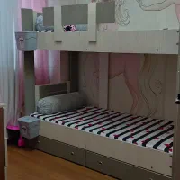 تخت دوطبقه تمام mdf بدون تشک با نردبان،