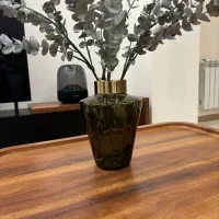 گلدان شیشه ایی لب طلایی /گلدان جامی شکل
