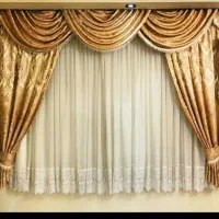 پرده ساتن طلایی ترک  مناسب جهیزیه