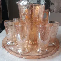 پارچ و لیوان وسینی زنگاری آمریکایی عتیقه