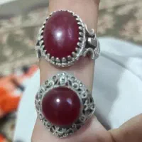 دو انگشتر نقره خوش رکاب دستساز و عقیق اصل