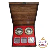 جعبه چوبی زعفران خاتم ظرف طلقی  بسته‌بندی کادویی