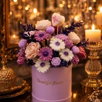 گیفت هدیه کادو شمع / باکس گل جاودان