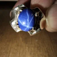 انگشترنقره۹۲۵جواهری بانگین یاقوت کبوداستارمعدنی